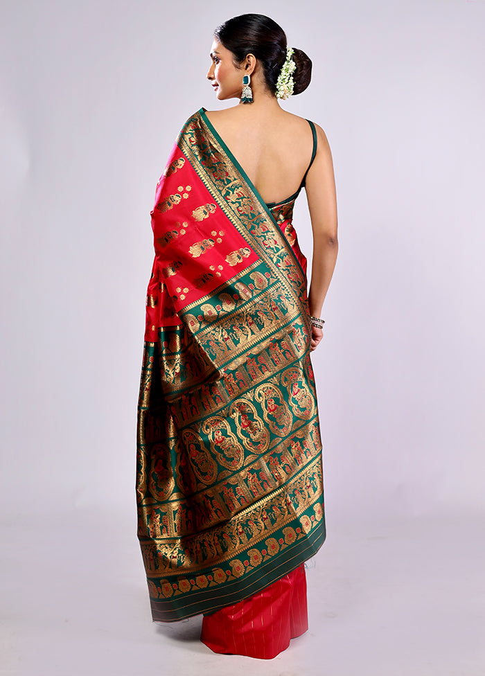 Pink Baluchari Silk Saree With Blouse Piece