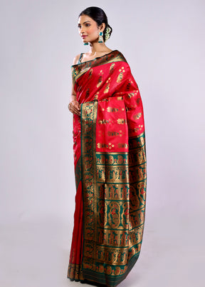 Pink Baluchari Silk Saree With Blouse Piece