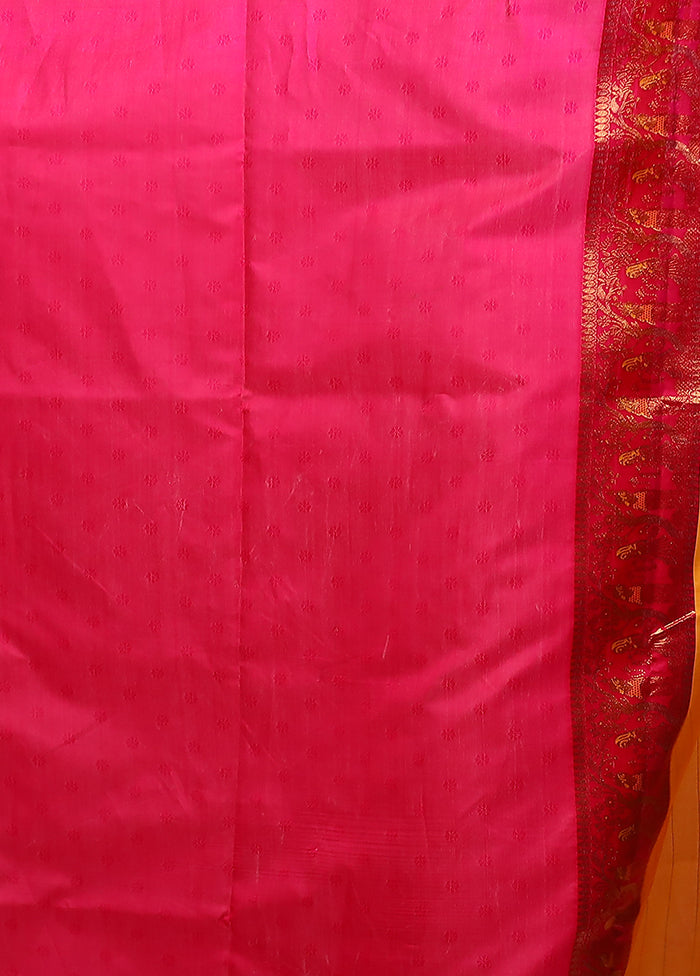 Yellow Baluchari Silk Saree With Blouse Piece