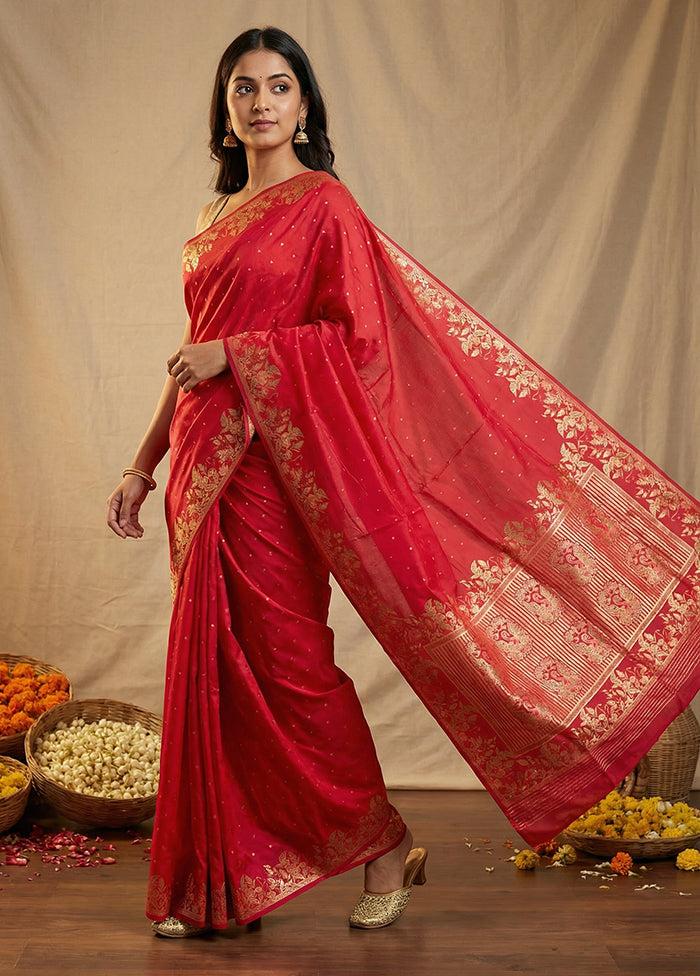 Pink Dupion Silk Saree With Blouse Piece