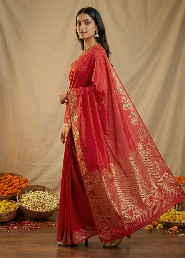 Pink Dupion Silk Saree With Blouse Piece