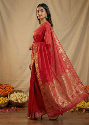 Pink Dupion Silk Saree With Blouse Piece