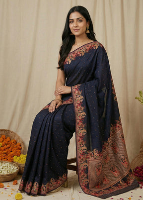 Black Dupion Silk Saree With Blouse Piece