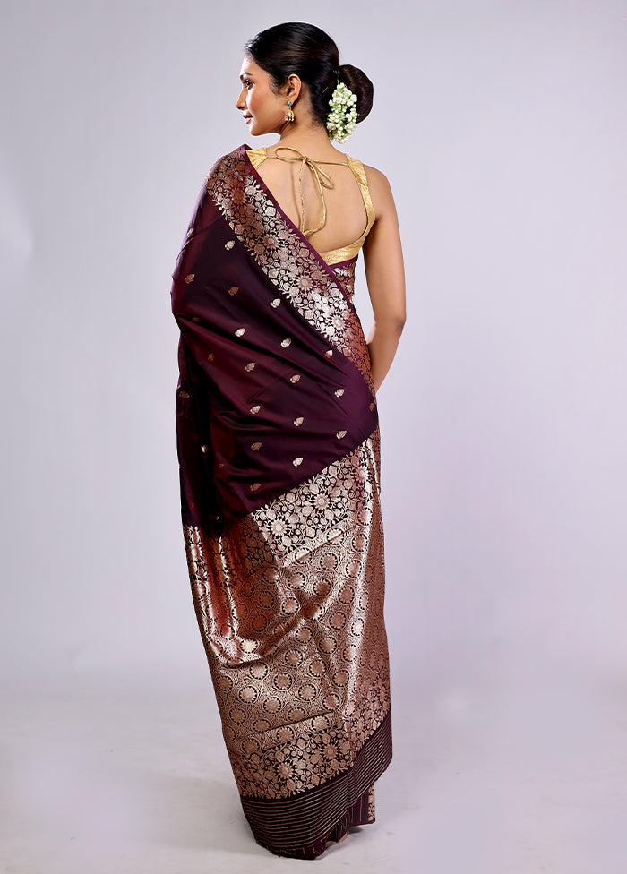 Maroon Dupion Silk Saree With Blouse Piece