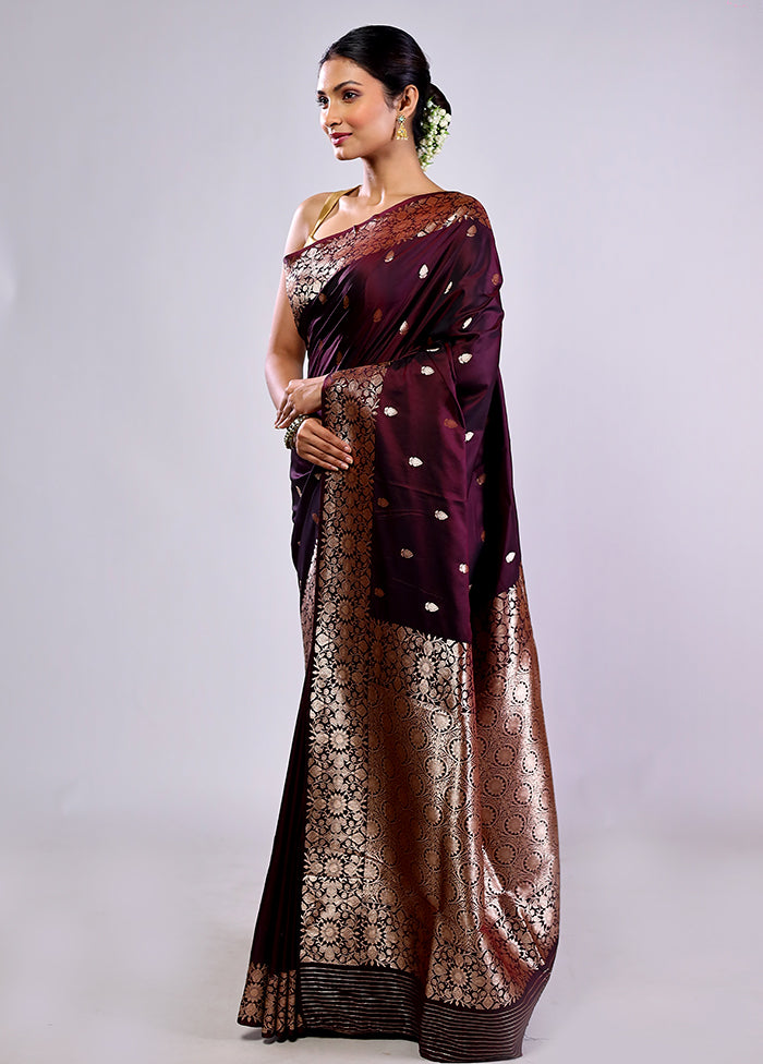 Maroon Dupion Silk Saree With Blouse Piece