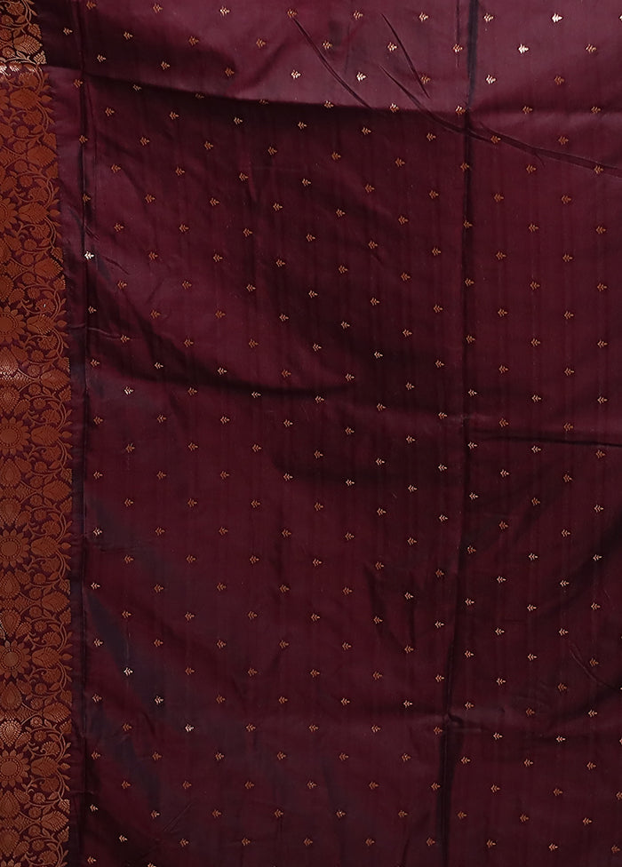 Maroon Dupion Silk Saree With Blouse Piece