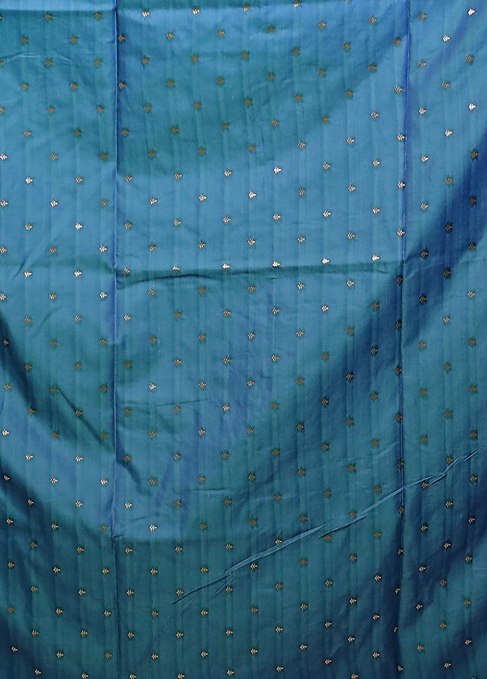 Blue Dupion Silk Saree With Blouse Piece