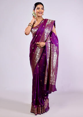 Purple Dupion Silk Saree With Blouse Piece