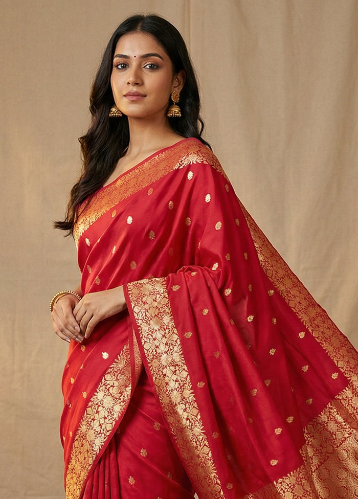 Pink Dupion Silk Saree With Blouse Piece