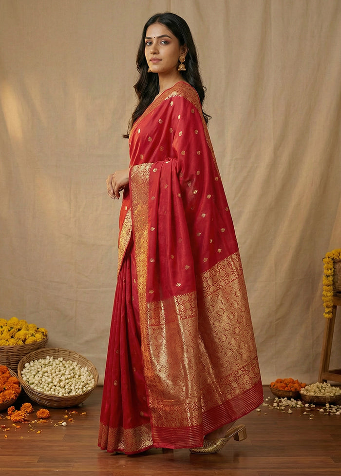 Pink Dupion Silk Saree With Blouse Piece