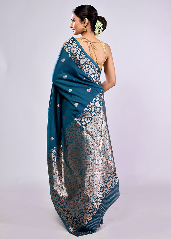 Green Dupion Silk Saree With Blouse Piece