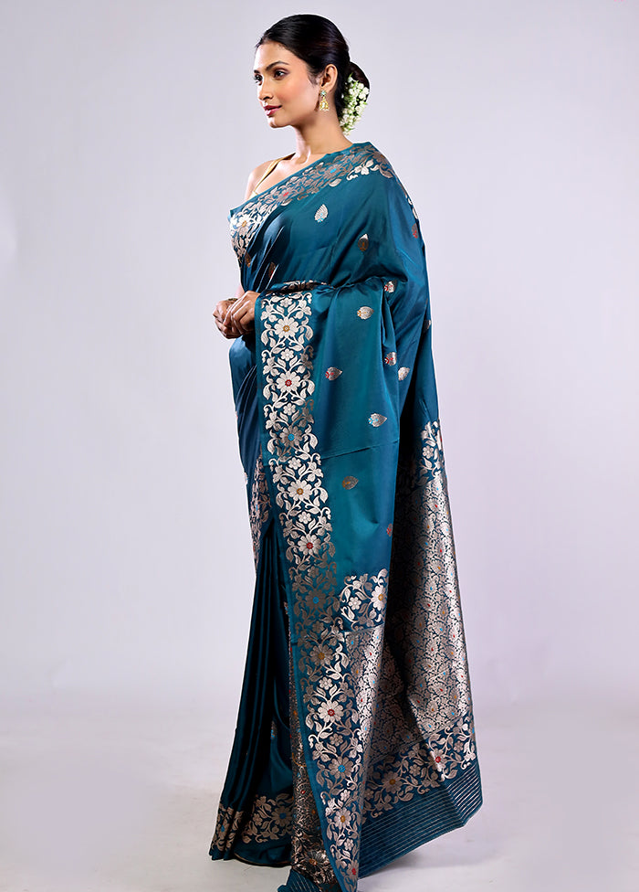 Green Dupion Silk Saree With Blouse Piece