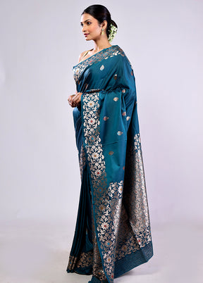 Green Dupion Silk Saree With Blouse Piece