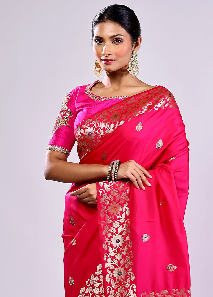 Pink Dupion Silk Saree With Blouse Piece