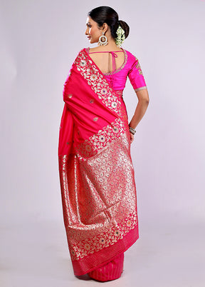 Pink Dupion Silk Saree With Blouse Piece