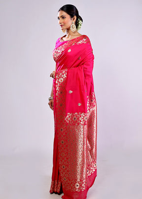 Pink Dupion Silk Saree With Blouse Piece