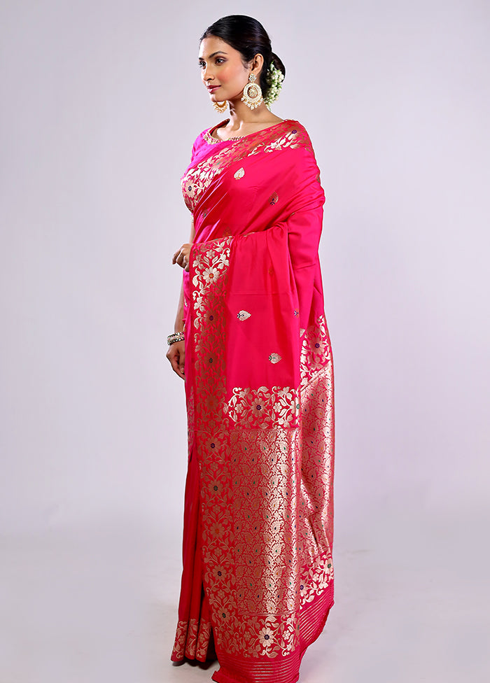 Pink Dupion Silk Saree With Blouse Piece