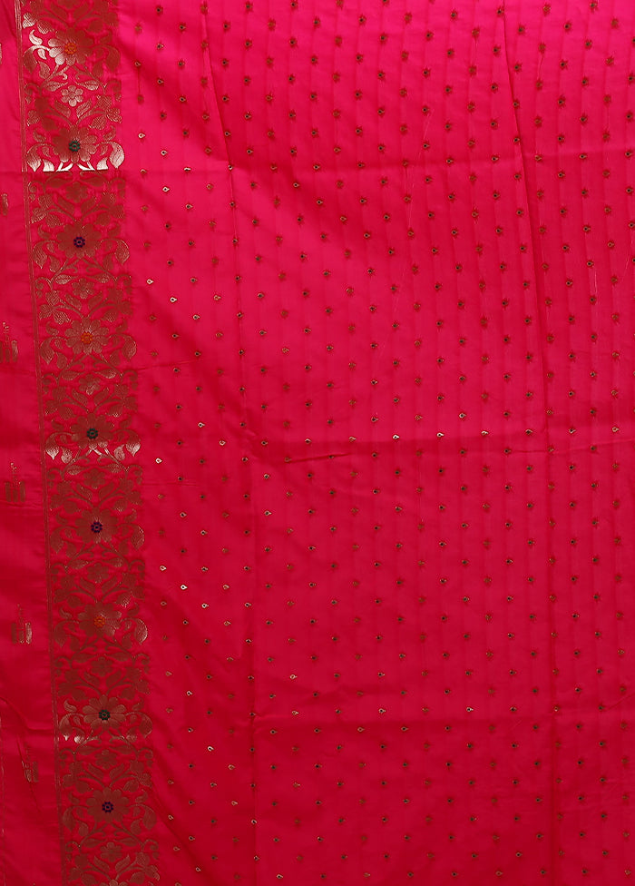 Pink Dupion Silk Saree With Blouse Piece