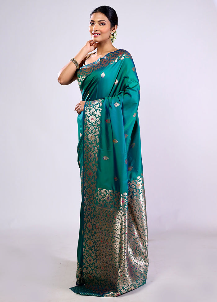 Green Dupion Silk Saree With Blouse Piece