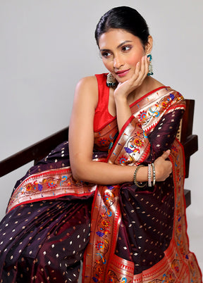 Maroon Dupion Silk Saree With Blouse Piece