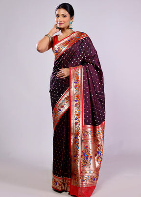 Maroon Dupion Silk Saree With Blouse Piece