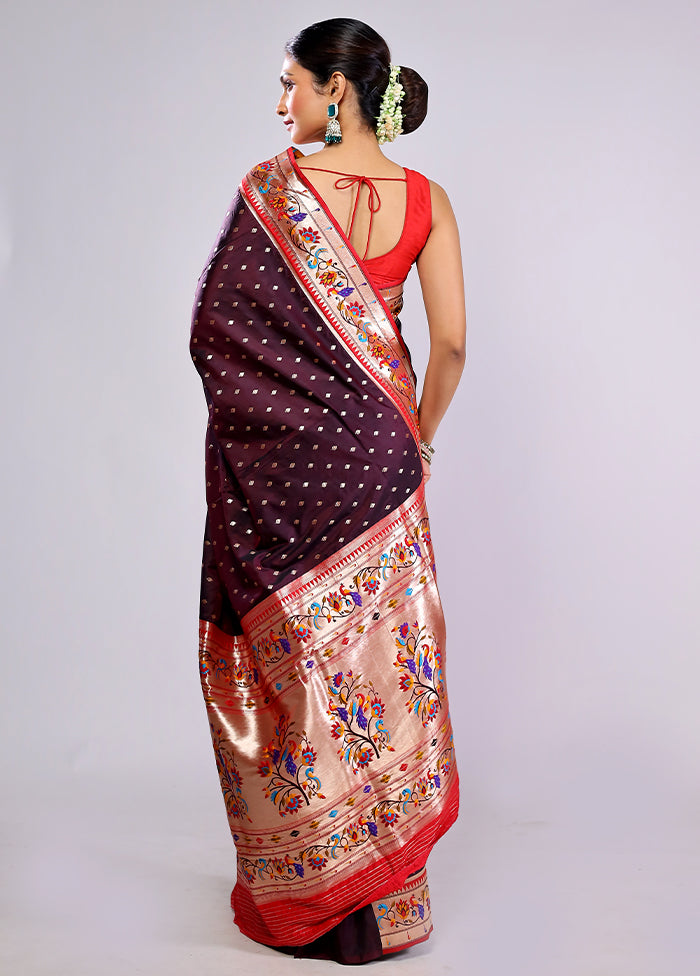 Maroon Dupion Silk Saree With Blouse Piece