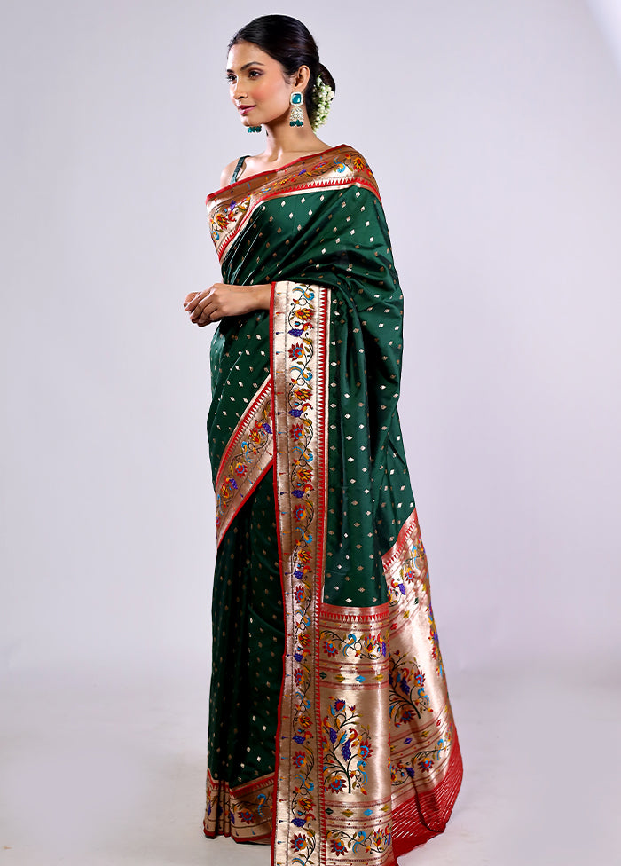 Green Dupion Silk Saree With Blouse Piece