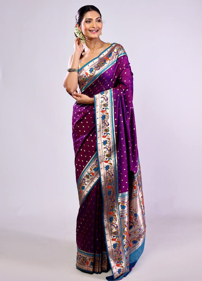 Purple Dupion Silk Saree With Blouse Piece