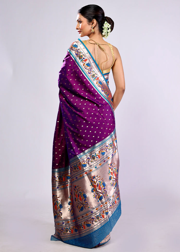 Purple Dupion Silk Saree With Blouse Piece