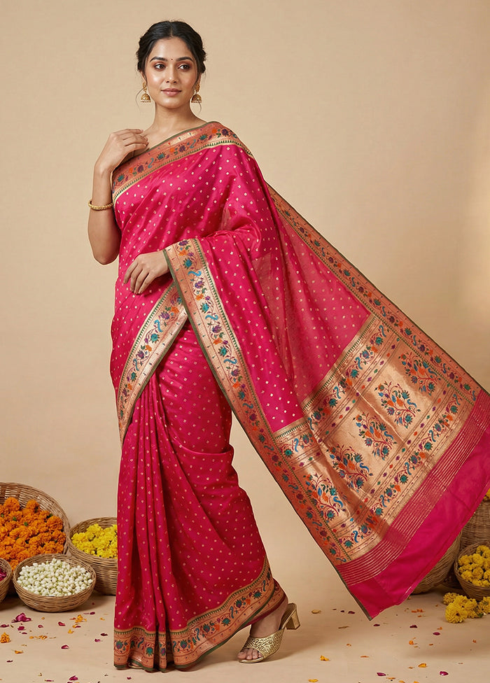 Pink Dupion Silk Saree With Blouse Piece