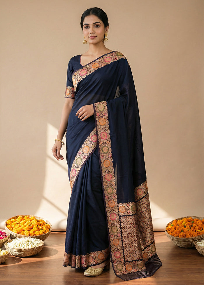 Black Katan Silk Saree With Blouse Piece