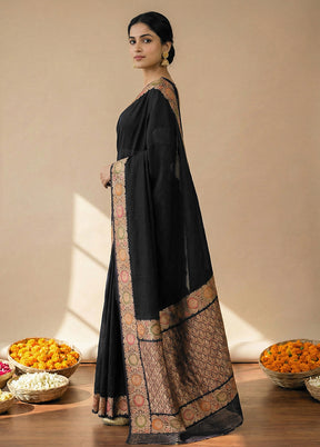 Black Katan Silk Saree With Blouse Piece