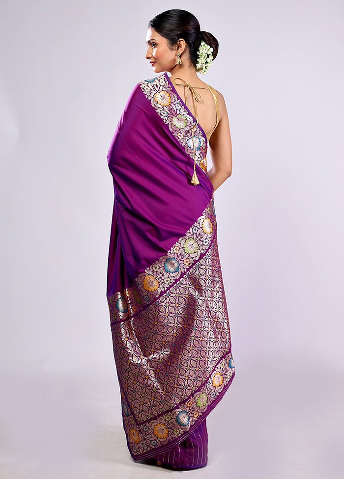 Purple Katan Silk Saree With Blouse Piece