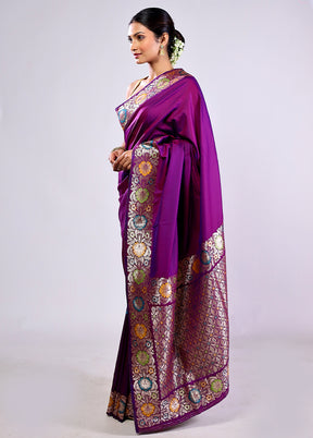 Purple Katan Silk Saree With Blouse Piece