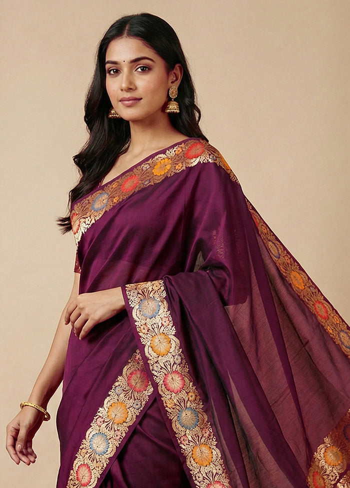 Maroon Katan Silk Saree With Blouse Piece