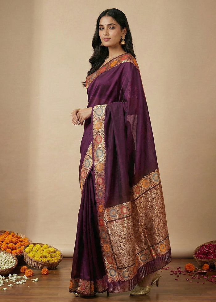 Maroon Katan Silk Saree With Blouse Piece