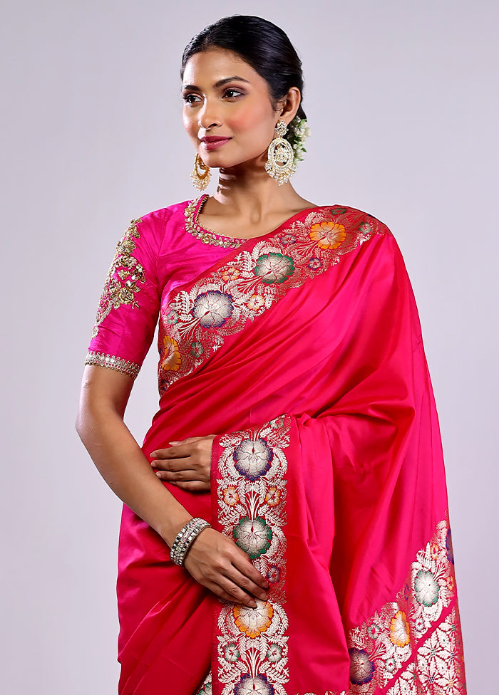 Pink Katan Silk Saree With Blouse Piece