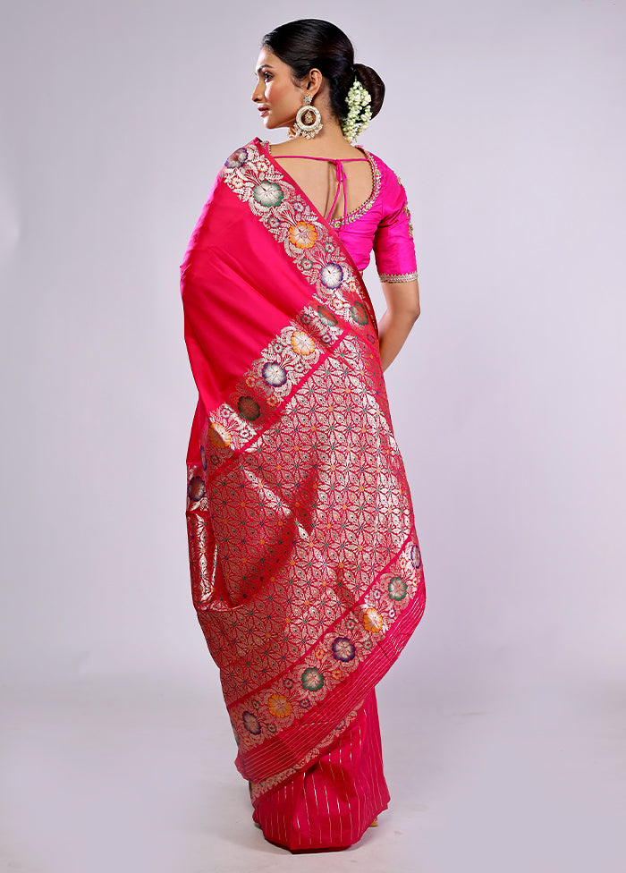 Pink Katan Silk Saree With Blouse Piece
