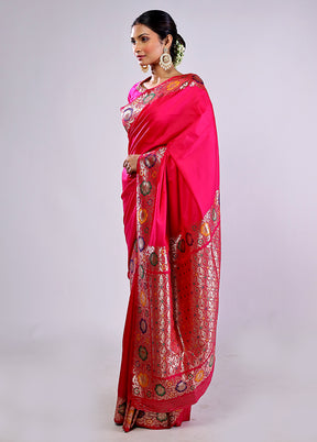 Pink Katan Silk Saree With Blouse Piece