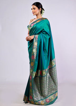 Green Katan Silk Saree With Blouse Piece