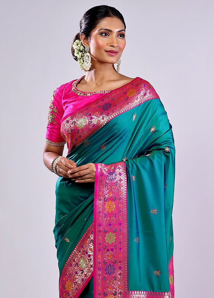Green Katan Silk Saree With Blouse Piece