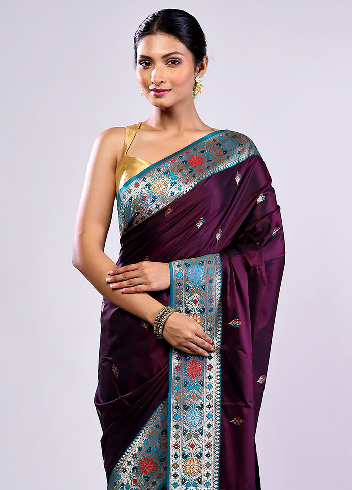 Maroon Katan Silk Saree With Blouse Piece