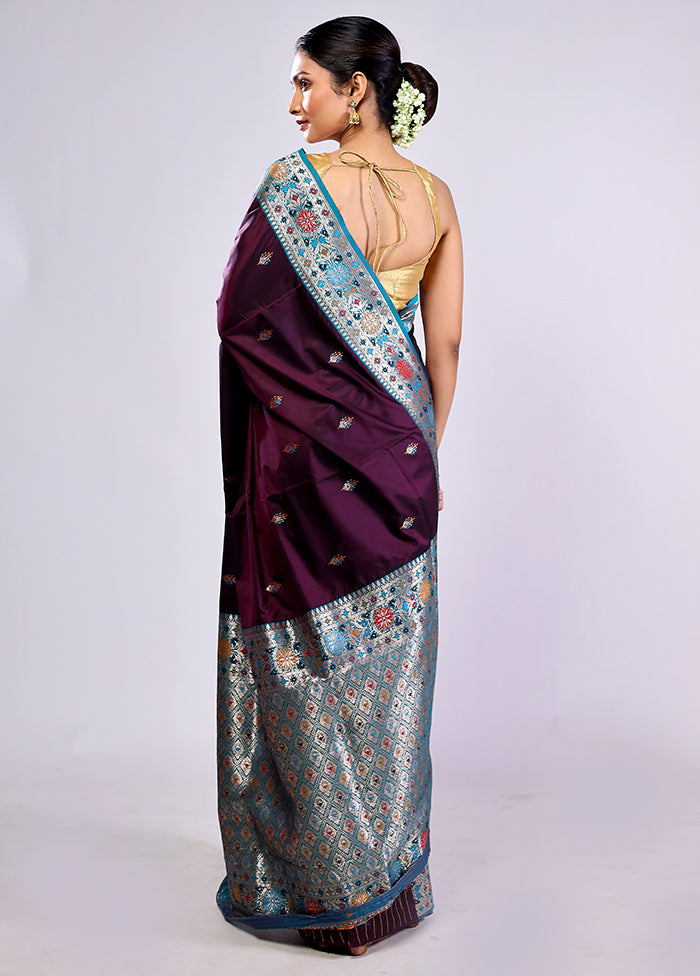 Maroon Katan Silk Saree With Blouse Piece