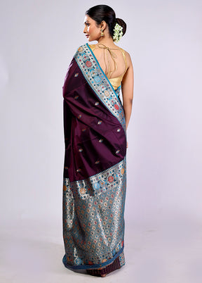 Maroon Katan Silk Saree With Blouse Piece