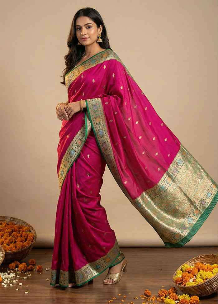 Pink Katan Silk Saree With Blouse Piece