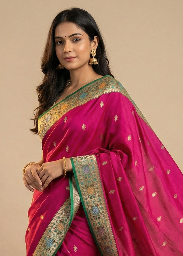 Pink Katan Silk Saree With Blouse Piece