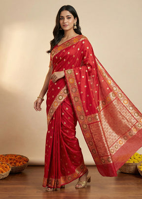 Pink Katan Silk Saree With Blouse Piece
