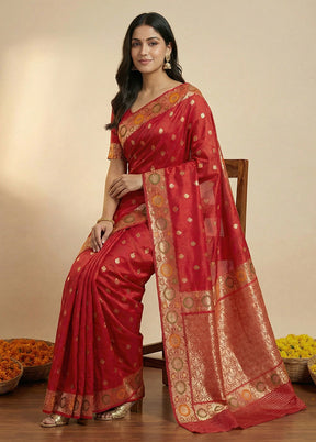 Pink Katan Silk Saree With Blouse Piece