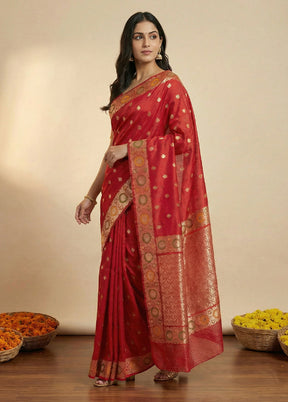 Pink Katan Silk Saree With Blouse Piece