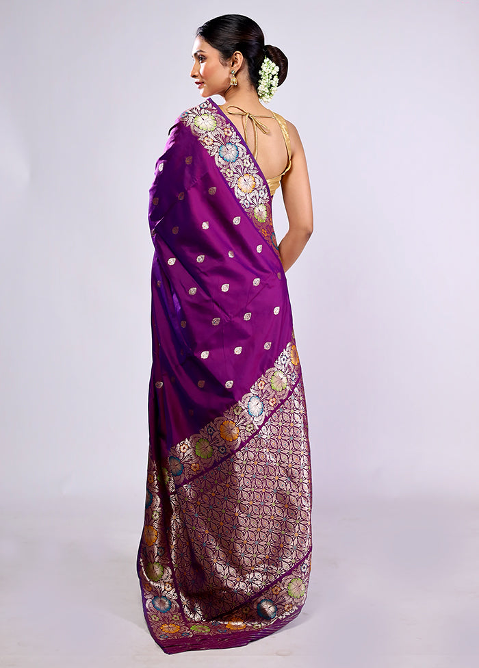 Purple Katan Silk Saree With Blouse Piece